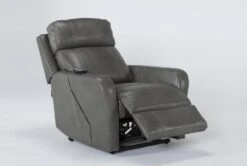 Seville Grey Leather Power Lift Recliner With Heat, Massage, Power Headrest & Lumbar -Modern Office Shop 267666 grey leather lift side 20