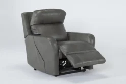 Seville Grey Leather Power Lift Recliner With Heat, Massage, Power Headrest & Lumbar -Modern Office Shop 267666 grey leather lift side 21