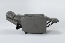 Seville Grey Leather Power Lift Recliner With Heat, Massage, Power Headrest & Lumbar -Modern Office Shop 267666 grey leather lift side 22