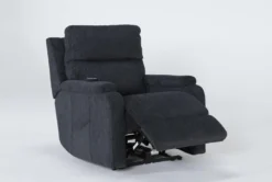 Majorca Graphite Power Wallaway Recliner With Power Headrest, Lumbar, Heat & Massage -Modern Office Shop 267670 grey polyester recliner side 20