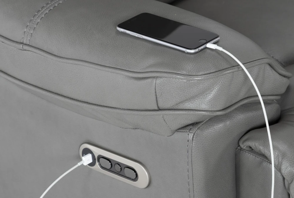 Eckhart Grey Leather Power Recliner With Power Headrest & USB 8 Eckhart Grey Leather Power Recliner With Power Headrest & USB - Image 6