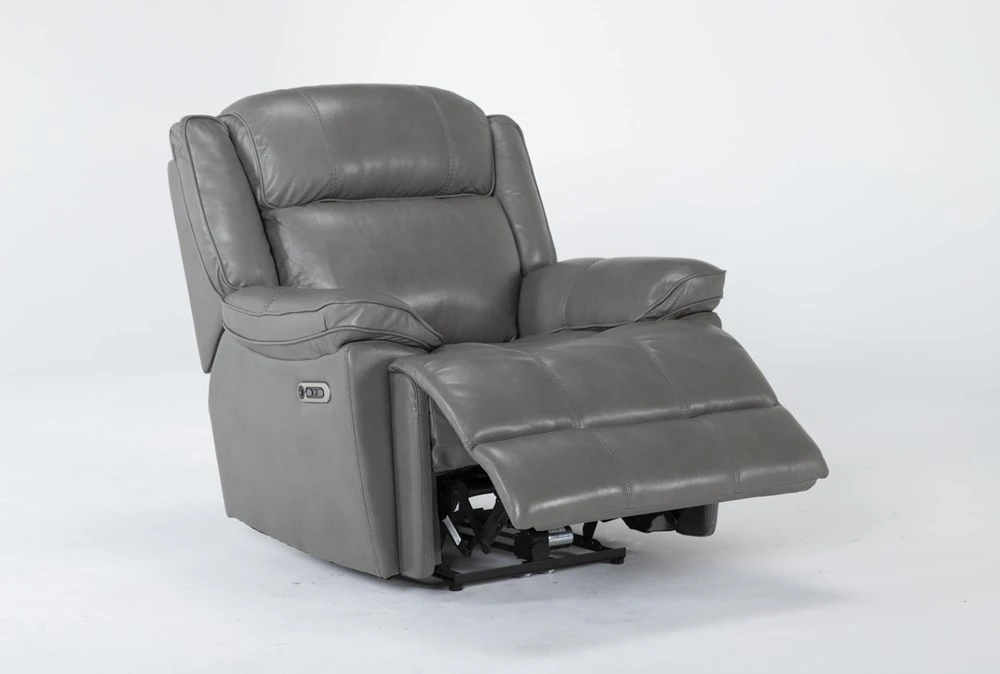 Eckhart Grey Leather Power Recliner With Power Headrest & USB 5 Eckhart Grey Leather Power Recliner With Power Headrest & USB - Image 3