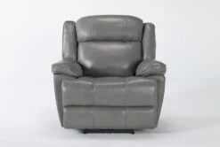 Eckhart Grey Leather Power Recliner With Power Headrest & USB