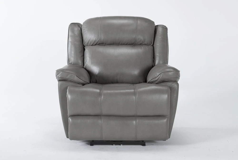 Eckhart Grey Leather Power Recliner With Power Headrest & USB 3 Eckhart Grey Leather Power Recliner With Power Headrest & USB
