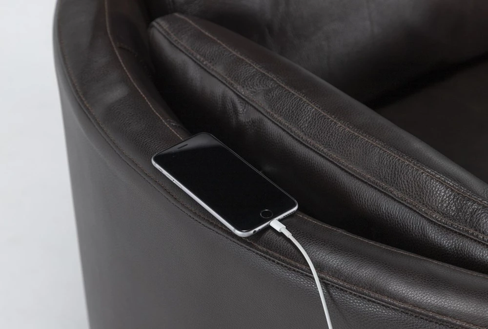 Rayna Brown Leather Power Swivel Gider Recliner With Built-In Battery & USB 8 Rayna Brown Leather Power Swivel Gider Recliner With Built-In Battery & USB - Image 6