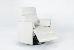 Rayna Ivory Leather Power Swivel Gider Recliner With Built-In Battery & USB -Modern Office Shop 270931 beige leather swivel glider side 19
