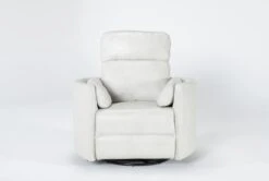 Rayna Ivory Leather Power Swivel Gider Recliner With Built-In Battery & USB