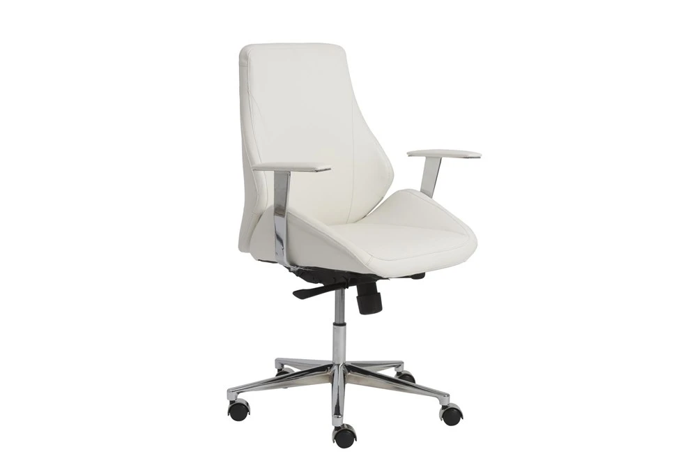 Viborg White Faux Leather And Chrome Low Back Desk Chair 4 Viborg White Faux Leather And Chrome Low Back Desk Chair - Image 2