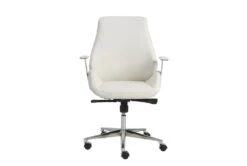 Viborg White Faux Leather And Chrome Low Back Desk Chair