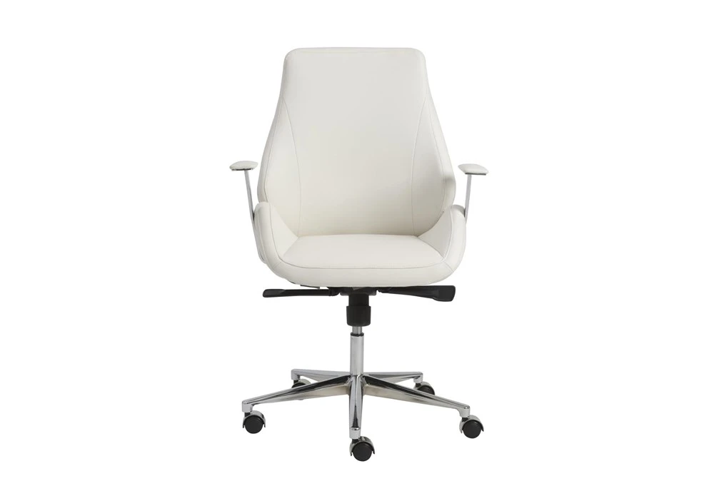 Viborg White Faux Leather And Chrome Low Back Desk Chair 3 Viborg White Faux Leather And Chrome Low Back Desk Chair