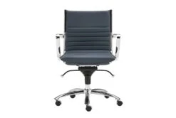 Copenhagen Blue Faux Leather And Chrome Low Back Desk Chair
