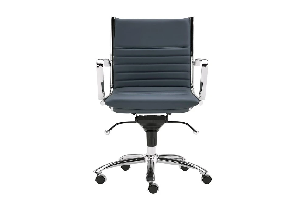 Copenhagen Blue Faux Leather And Chrome Low Back Desk Chair 3 Copenhagen Blue Faux Leather And Chrome Low Back Desk Chair