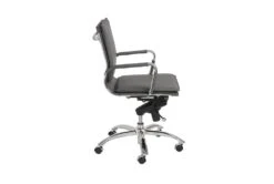 Skagen Grey Faux Leather And Chrome Low Back Desk Chair -Modern Office Shop 271924 grey leather office chair detail 45