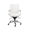 Skagen White Faux Leather And Chrome Low Back Desk Chair -Modern Office Shop 271925 white leather office chair signature 01