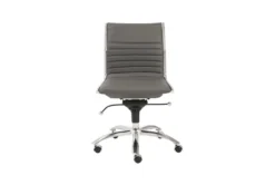 Copenhagen Grey Faux Leather And Chrome Low Back Armless Desk Chair