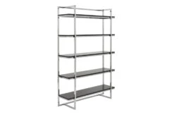 Carlsbad Black And Chrome 62" Bookcase -Modern Office Shop 272013 black wood bookcase detail 47