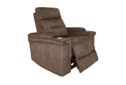 Jagger Brown Power Recliner With Power Headrest, Cupholders & USB -Modern Office Shop 276016 brown polyester recliner detail 44