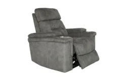 Jagger Grey Power Recliner With Power Headrest, Cupholders & USB -Modern Office Shop 276017 grey polyester recliner detail 44