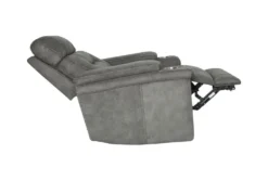 Jagger Grey Power Recliner With Power Headrest, Cupholders & USB -Modern Office Shop 276017 grey polyester recliner side 14