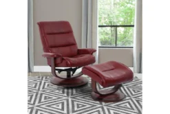 Dalbert Red Leather Manual Reclining Swivel Chair And Ottoman