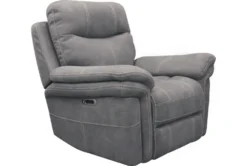 Bateman Light Grey Power Recliner With Power Headrest & USB