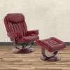 Bramley Red Leather Manual Reclining Swivel Chair And Ottoman -Modern Office Shop 276064 red leather recliner signature 01