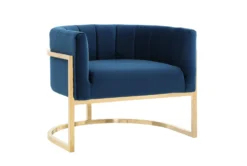 Deanna Navy Velvet Accent Chair -Modern Office Shop 276740 blue fabric accent chair front 02