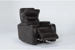 Bronson Truffle Home Theater Power Wallaway Recliner With Power Headrest & USB -Modern Office Shop 276994 brown polyester recliner side 20