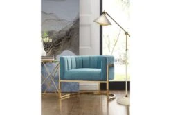 Deanna Sea Blue Velvet Accent Chair -Modern Office Shop 277070 blue fabric accent chair room 85