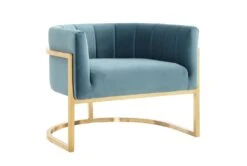 Deanna Sea Blue Velvet Accent Chair -Modern Office Shop 277070 blue fabric accent chair side 14