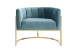 Deanna Sea Blue Velvet Accent Chair