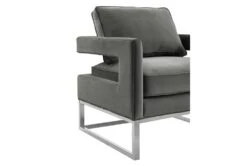 Evelyn Grey Velvet Silver Frame Accent Chair 9 Evelyn Grey Velvet Silver Frame Accent Chair -Modern Office Shop 277104 grey fabric accent chair detail 44