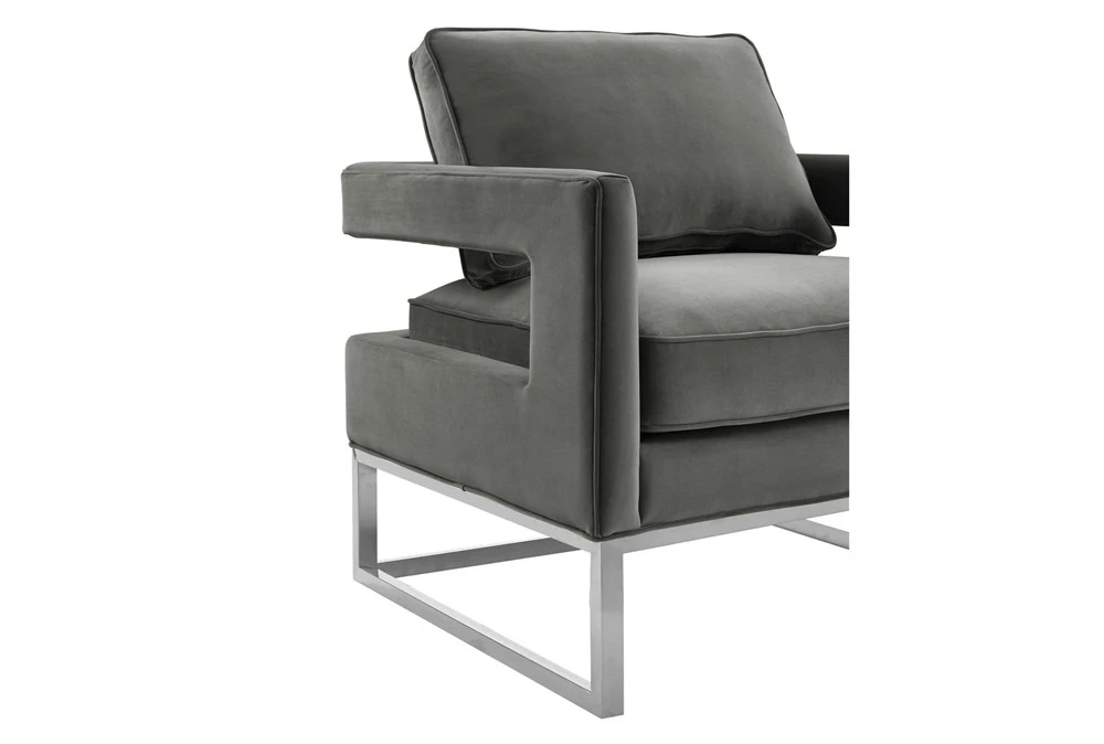 Evelyn Grey Velvet Silver Frame Accent Chair 5 Evelyn Grey Velvet Silver Frame Accent Chair - Image 3