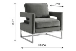 Evelyn Grey Velvet Silver Frame Accent Chair 8 Evelyn Grey Velvet Silver Frame Accent Chair -Modern Office Shop 277104 grey fabric accent chair detail 45