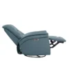 Crew Azure Leather Power Cordless Swivel Glider Recliner With Power Headrest & USB -Modern Office Shop 278856 blue leather swivel glider recliner signature 08