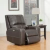 Briggs Twilight Leather Power Recliner With Power Headrest & USB -Modern Office Shop 278918 grey leather recliner signature 03