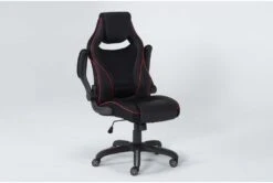 Theory Black Gaming Chair With Red Trim -Modern Office Shop 279994 red polyurethane office chair side 19