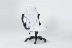 Theory White Gaming Chair With Black Trim -Modern Office Shop 279995 blue polyurethane office chair side 19