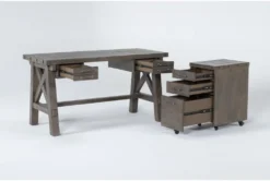 Jaxon Grey 2 Piece Office Set With 60" Desk + Mobile Filing Cabinet 9 Jaxon Grey 2 Piece Office Set With 60" Desk + Mobile Filing Cabinet -Modern Office Shop 282168 grey wood writing desk side 18