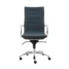 Copenhagen Blue Faux Leather And Chrome High Back Desk Chair -Modern Office Shop 282820 blue leather office chair signature 01
