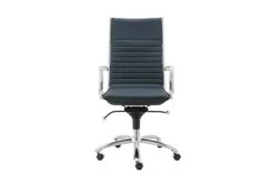 Copenhagen Blue Faux Leather And Chrome High Back Desk Chair