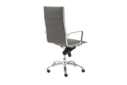 Copenhagen Grey Faux Leather And Chrome High Back Desk Chair -Modern Office Shop 282822 grey leather office chair detail 46