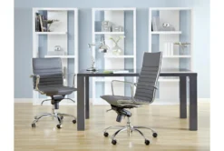 Copenhagen Grey Faux Leather And Chrome High Back Desk Chair -Modern Office Shop 282822 grey leather office chair detail 48