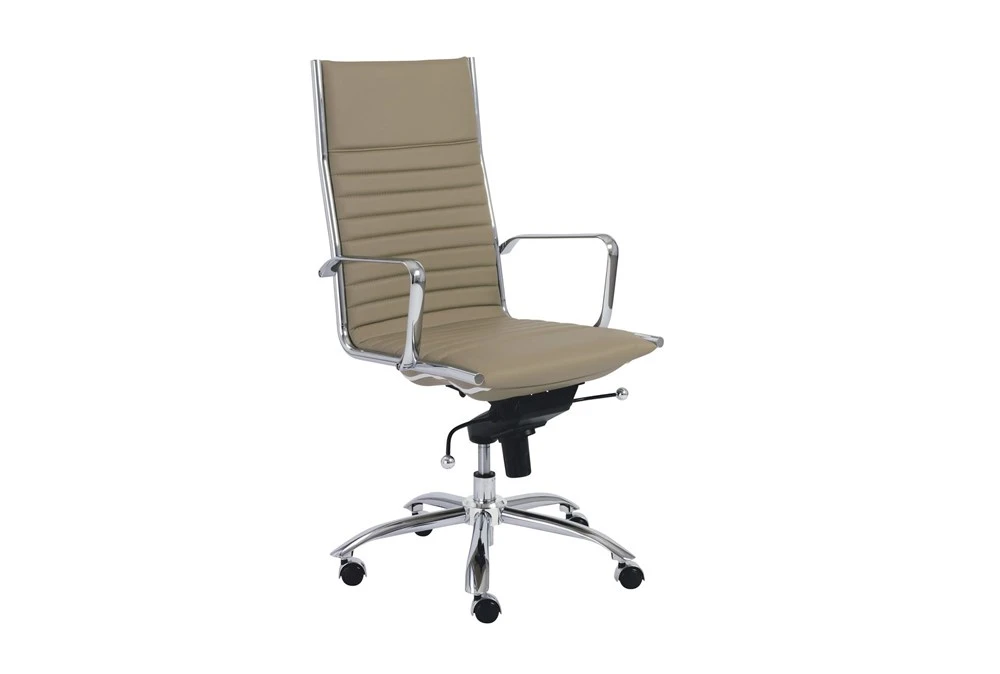 Copenhagen Taupe Faux Leather And Chrome High Back Desk Chair 4 Copenhagen Taupe Faux Leather And Chrome High Back Desk Chair - Image 2