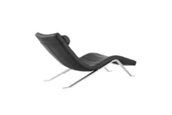 Zangari Black Chaise Lounge With Silver Base -Modern Office Shop 282829 black leather chaise detail 45