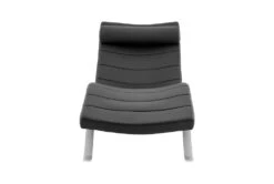 Zangari Black Chaise Lounge With Silver Base -Modern Office Shop 282829 black leather chaise detail 46