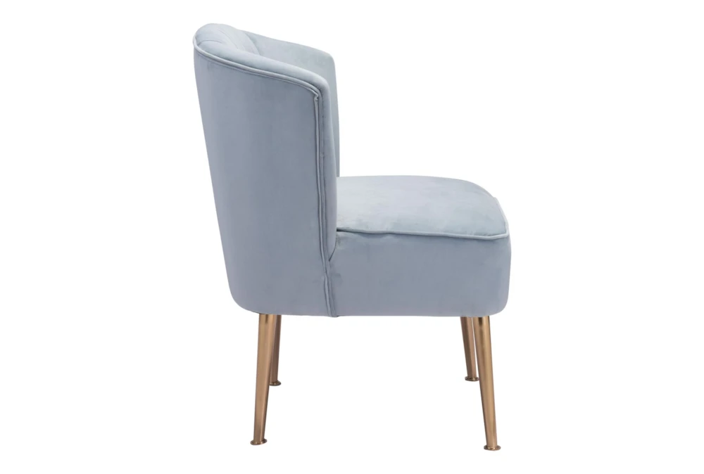 Powder Blue Pleated Velvet Accent Chair 4 Powder Blue Pleated Velvet Accent Chair - Image 2