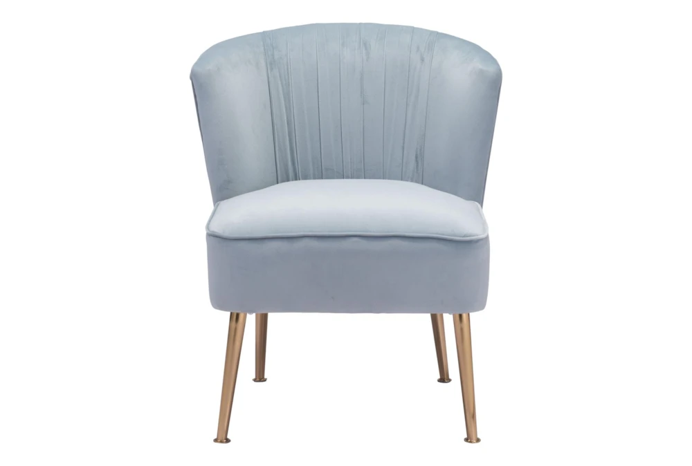 Powder Blue Pleated Velvet Accent Chair 5 Powder Blue Pleated Velvet Accent Chair - Image 3