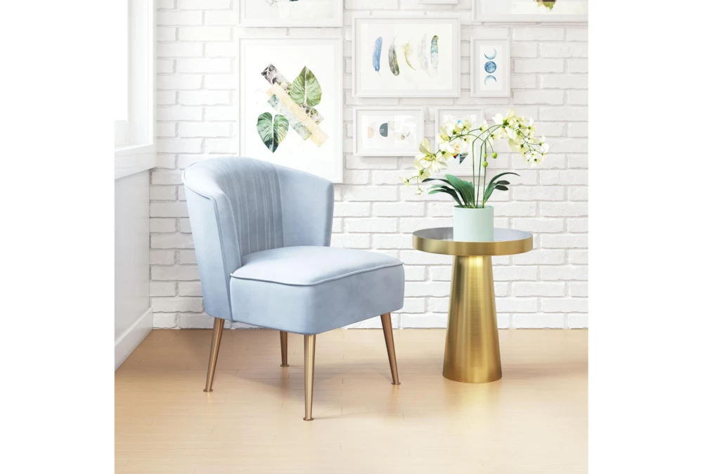 Powder Blue Pleated Velvet Accent Chair 12 Powder Blue Pleated Velvet Accent Chair - Image 10