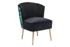 Black Velvet And Tropical Print Accent Chair